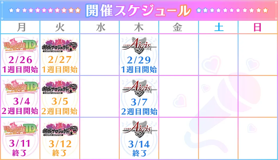 開催スケジュール